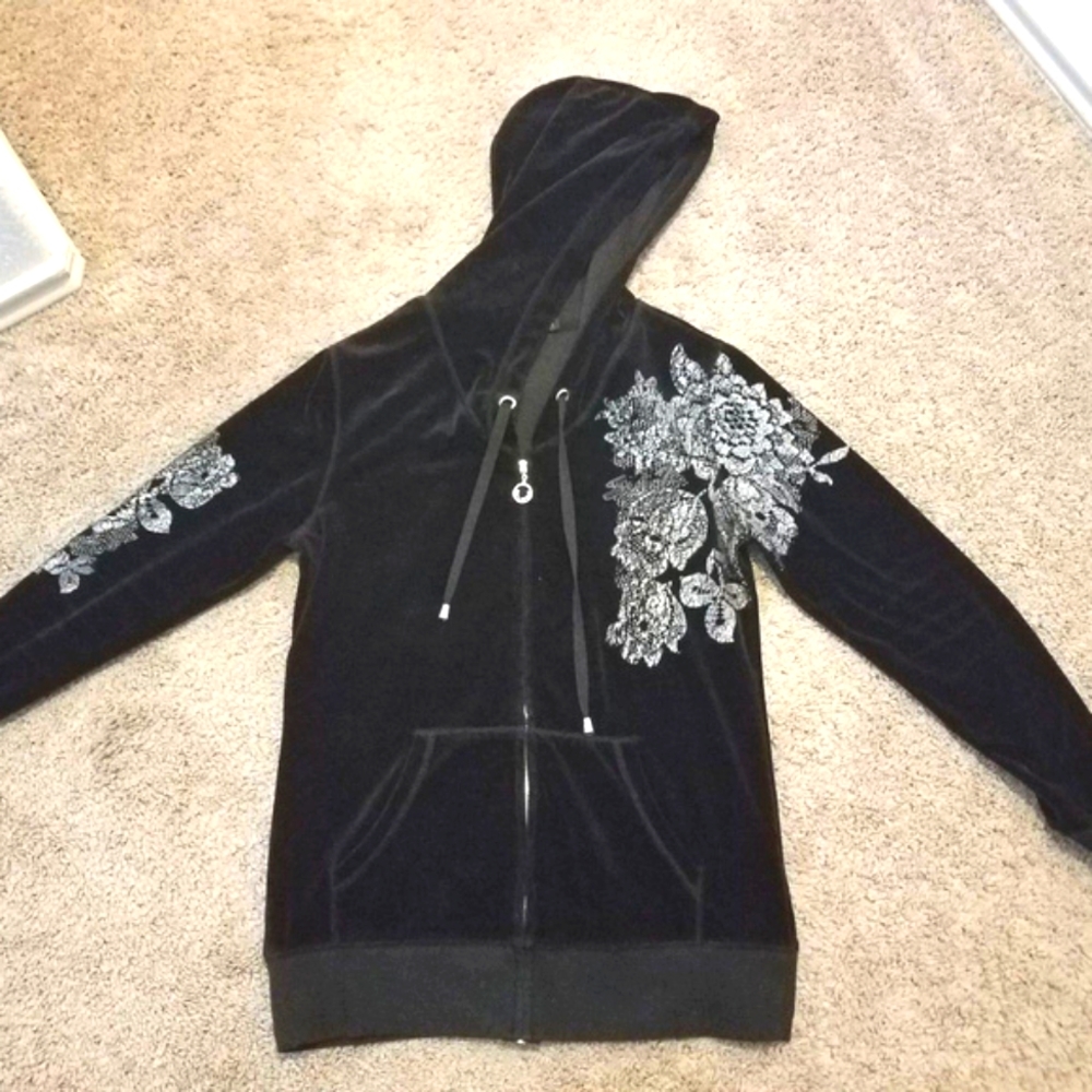 NEW SEVEN7 brand Hoodie bing Black/Silver SZ L NWOT
